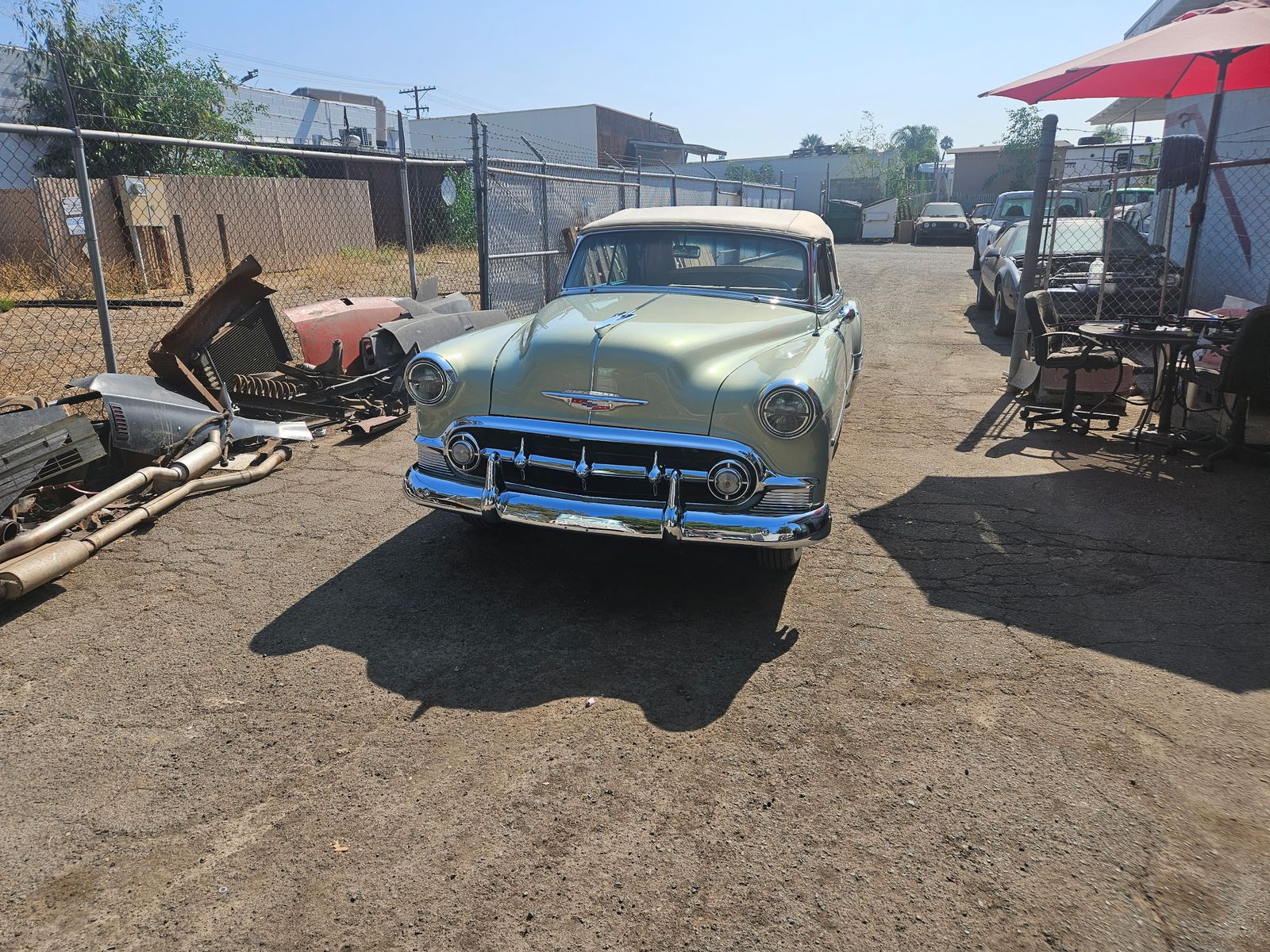 1953 Chevrolet Bel Air — Head-on, grille and bumper.