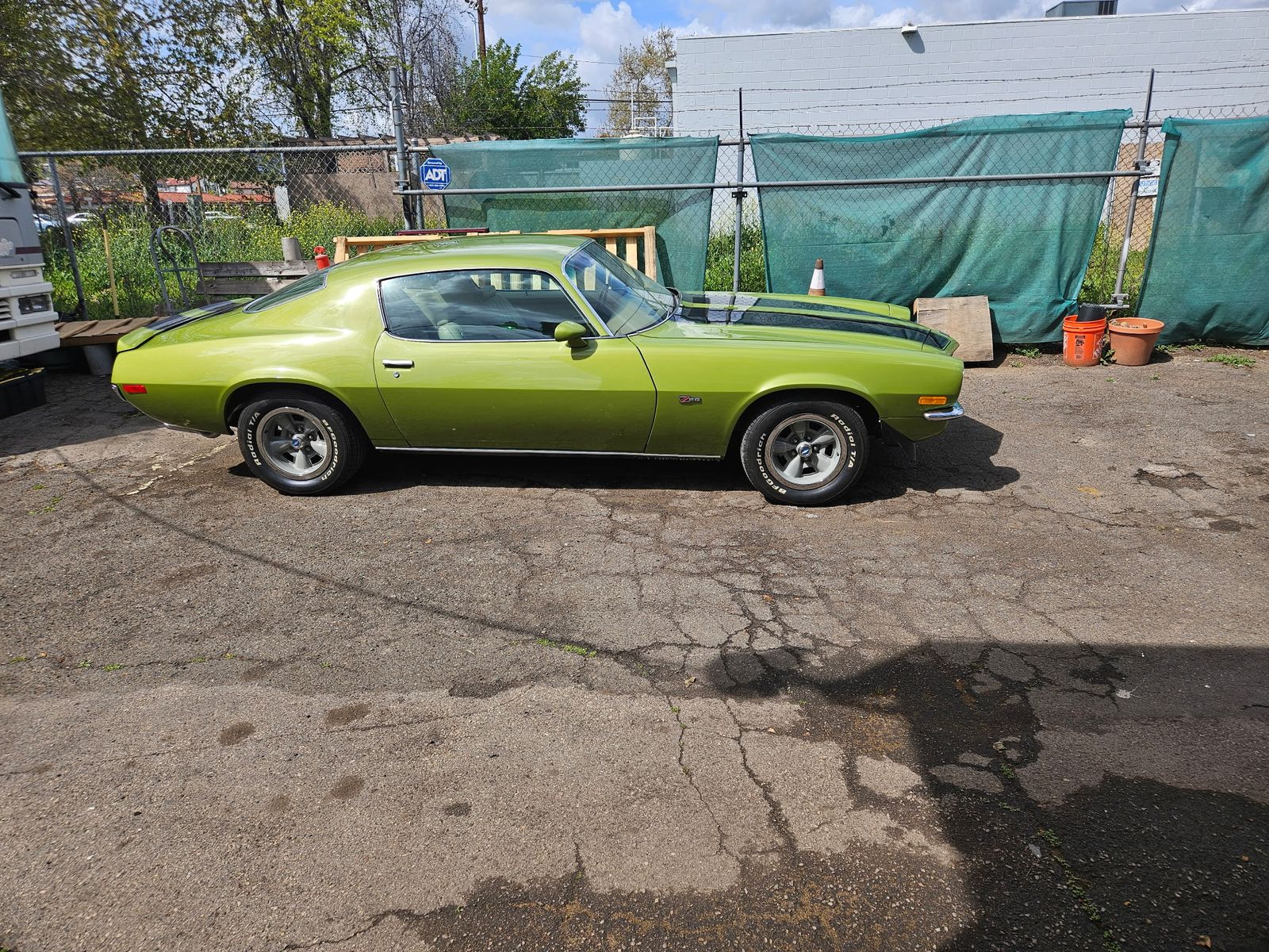1971 Camaro Z/28 — Side profile in the shop yard.