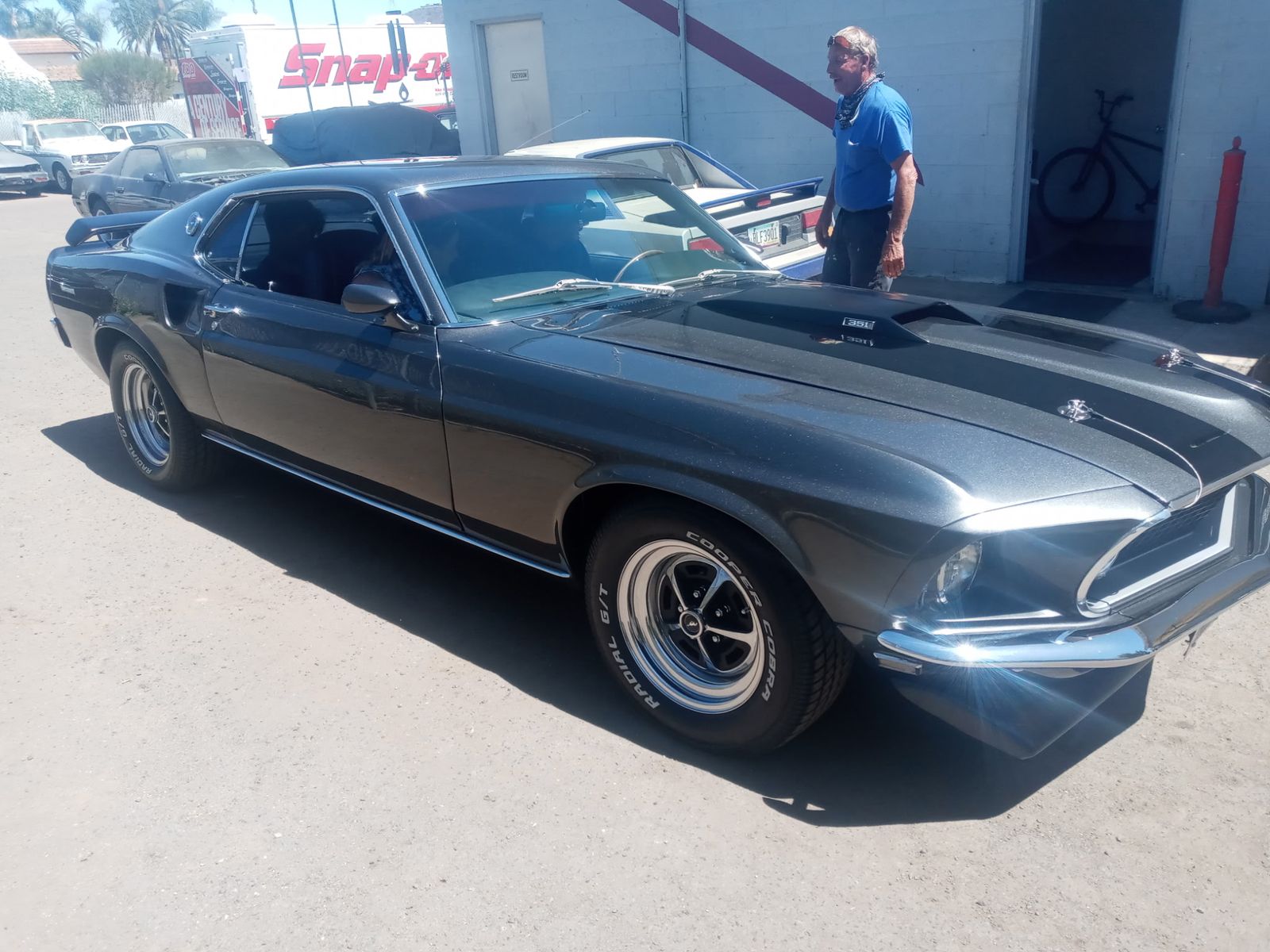 1969 Mustang Sportsroof — Profile — stripe and scoop.